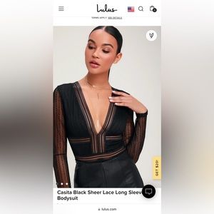 Lulus Casita Black Sheer Lace Long Sleeve Bodysuit